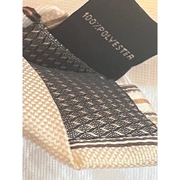 Valerio Garati Necktie  - 100% Polyester Brown Cream Gray Off White Striped Tie - Picture 8 of 13